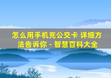 怎么用手机充公交卡 详细方法告诉你 - 智慧百科大全